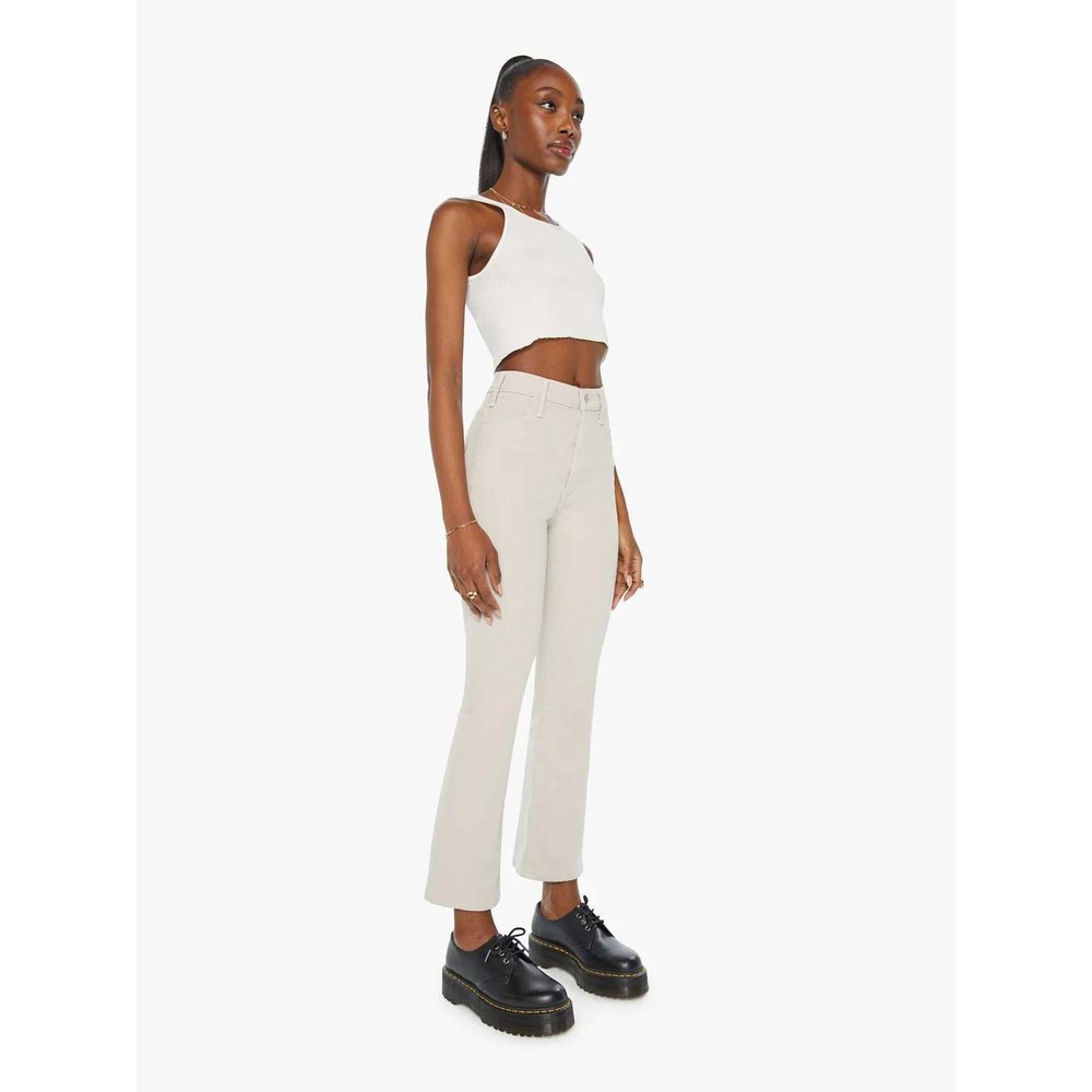 Mother The Hustler Flood Bootcut Jean Feather Grey Womens 26 Ankle Stretch Beige
